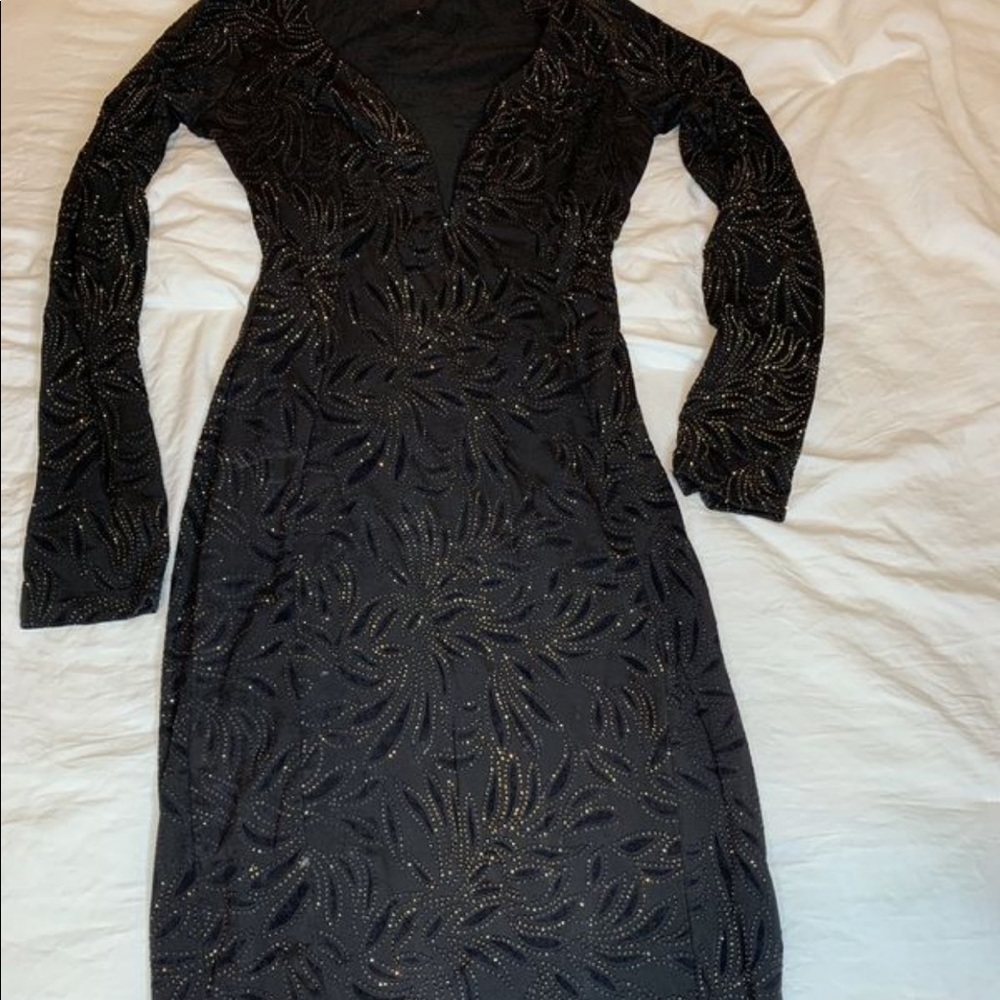 Gold Glitter black dress